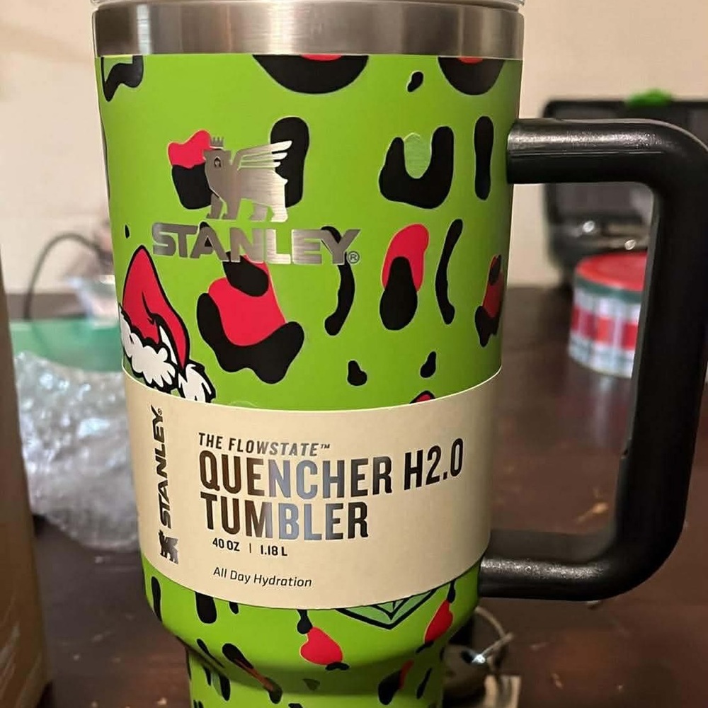 Stanley Festive Green Tumbler with Grinch Design